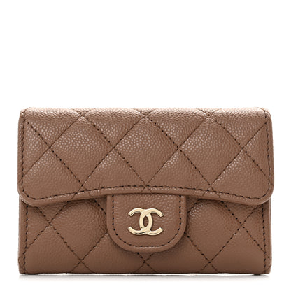Chanel Caviar Quilted Flap Card Holder Wallet Brown 1 of 9