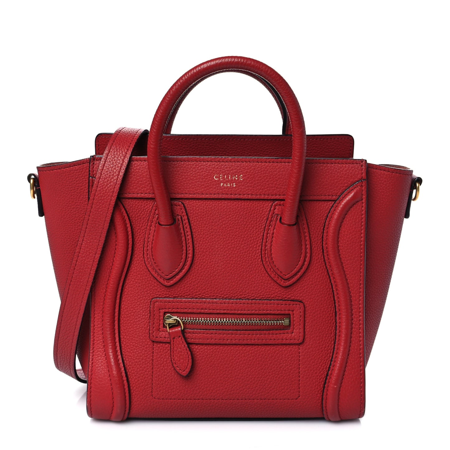 Drummed Calfskin Nano Luggage Red