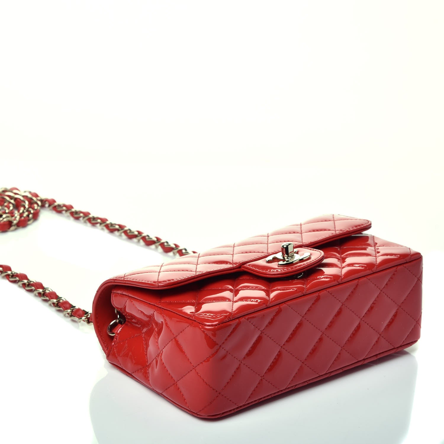 Chanel Patent Calfskin Quilted Mini Rectangular Flap Red 3 of 8