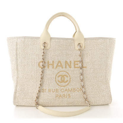 Chanel Lurex Boucle Medium Deauville Tote White 1 of 11