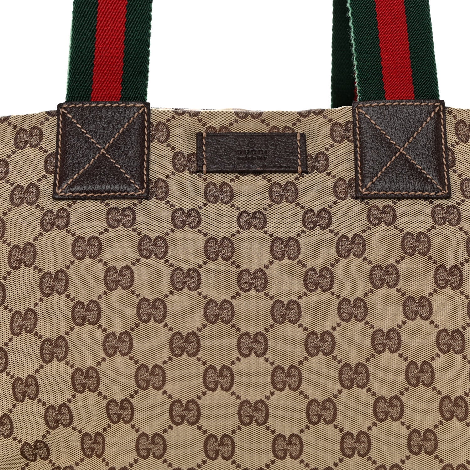 Gucci GG Monogram Medium Web Handle Bucket Tote Dark Brown 8 of 10