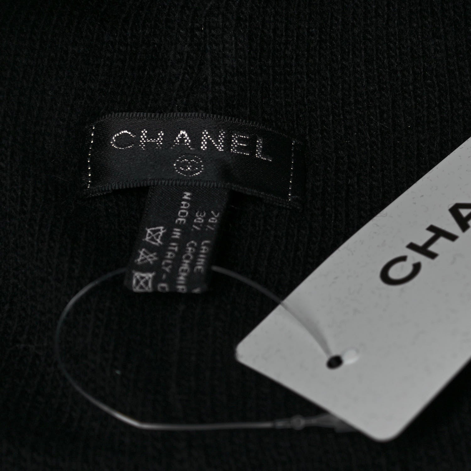 Chanel Cashmere Logo Beanie Hat Black Fuchsia 3 of 4