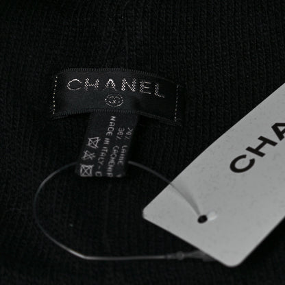 Chanel Cashmere Logo Beanie Hat Black Fuchsia 3 of 4