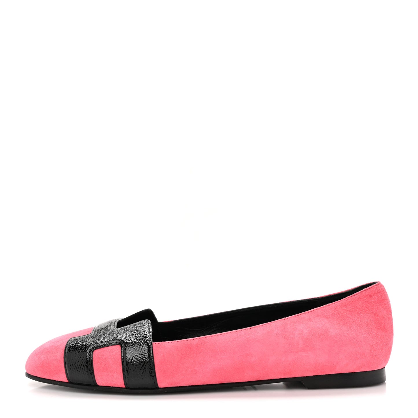 Velvet Goatskin Patent Epsom Nice Ballerina Flats 37.5 Fuchsia Black