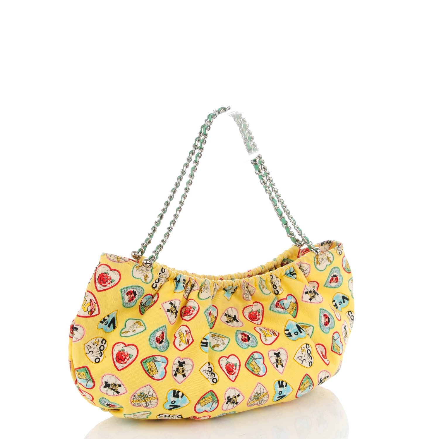 Chanel Canvas Coco Hearts Shoulder Bag Yellow 3 of 7