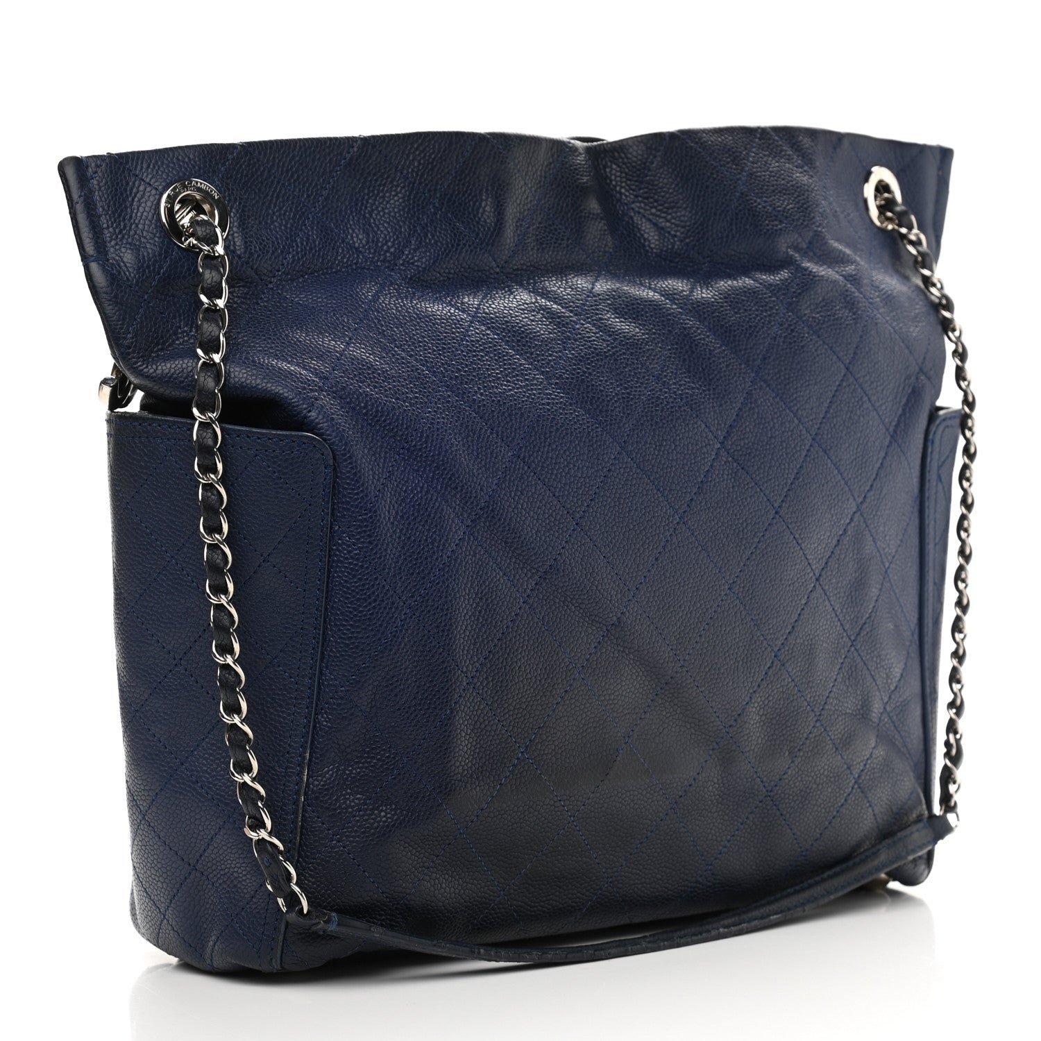 Chanel Caviar Stitched Large CC Pocket Hobo Navy 2 of 16