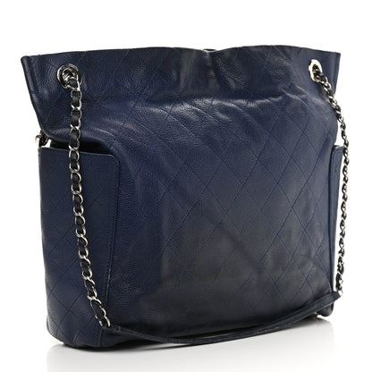 Chanel Caviar Stitched Large CC Pocket Hobo Navy 2 of 16