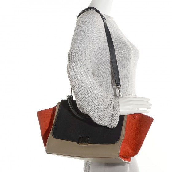 Celine Smooth Calfskin Suede Medium Tri-Color Trapeze 2 of 18
