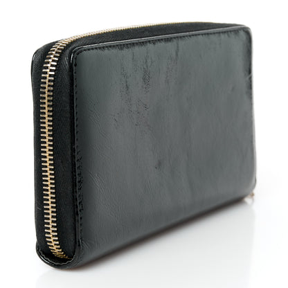 Saint Laurent Textured Patent Monogram Belle De Jour Zip Around Wallet Black 3 of 8