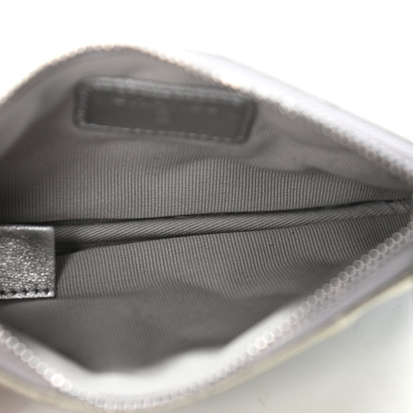 Gradient Metallic Calfskin Quilted Small Cosmetic Pouch Silver Blue Yellow Purple