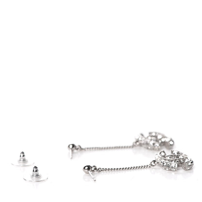 Chanel Baguette Crystal CC Dangle Earrings Silver 3 of 5
