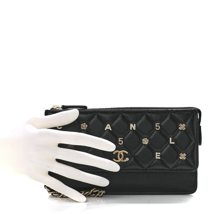 Chanel Lambskin Quilted All About Chanel Charm Wristlet Wallet Black 2 of 13