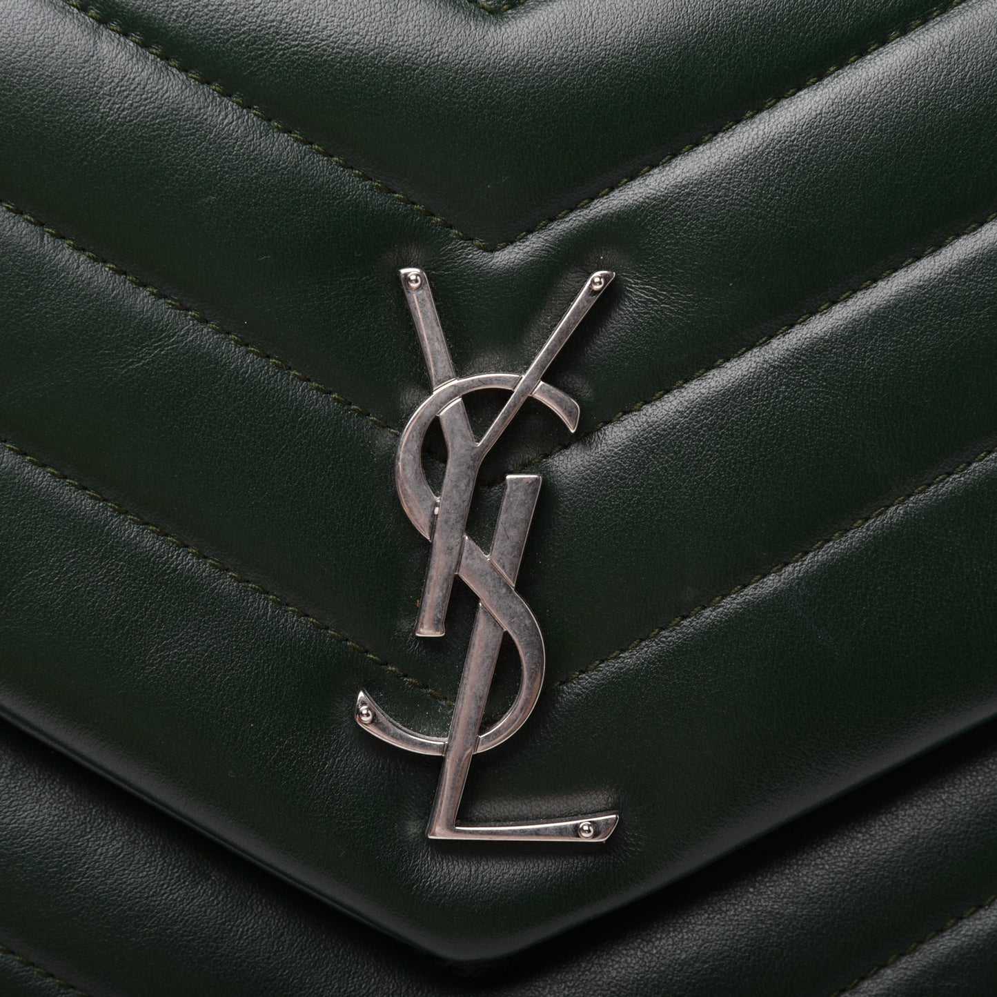 Calfskin Y Quilted Monogram Medium Loulou Chain Satchel Olive