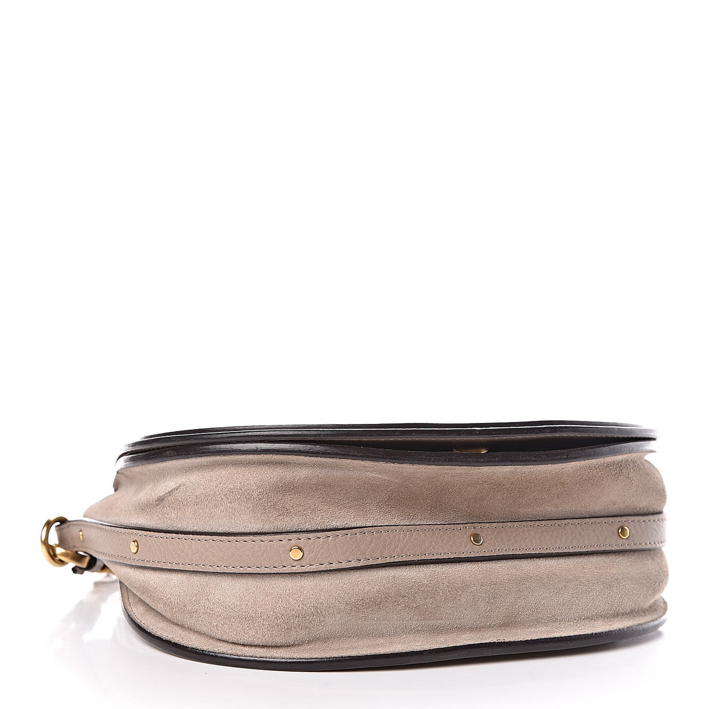 Calfskin Suede Medium Nile Bracelet Bag Motty Grey