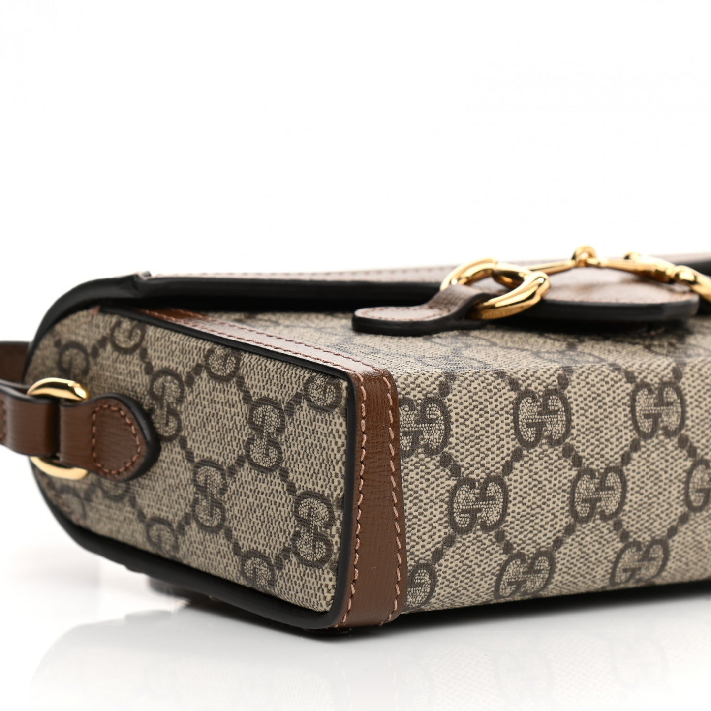 GG Supreme Monogram Mini Horsebit 1955 Shoulder Bag Beige Brown Sugar