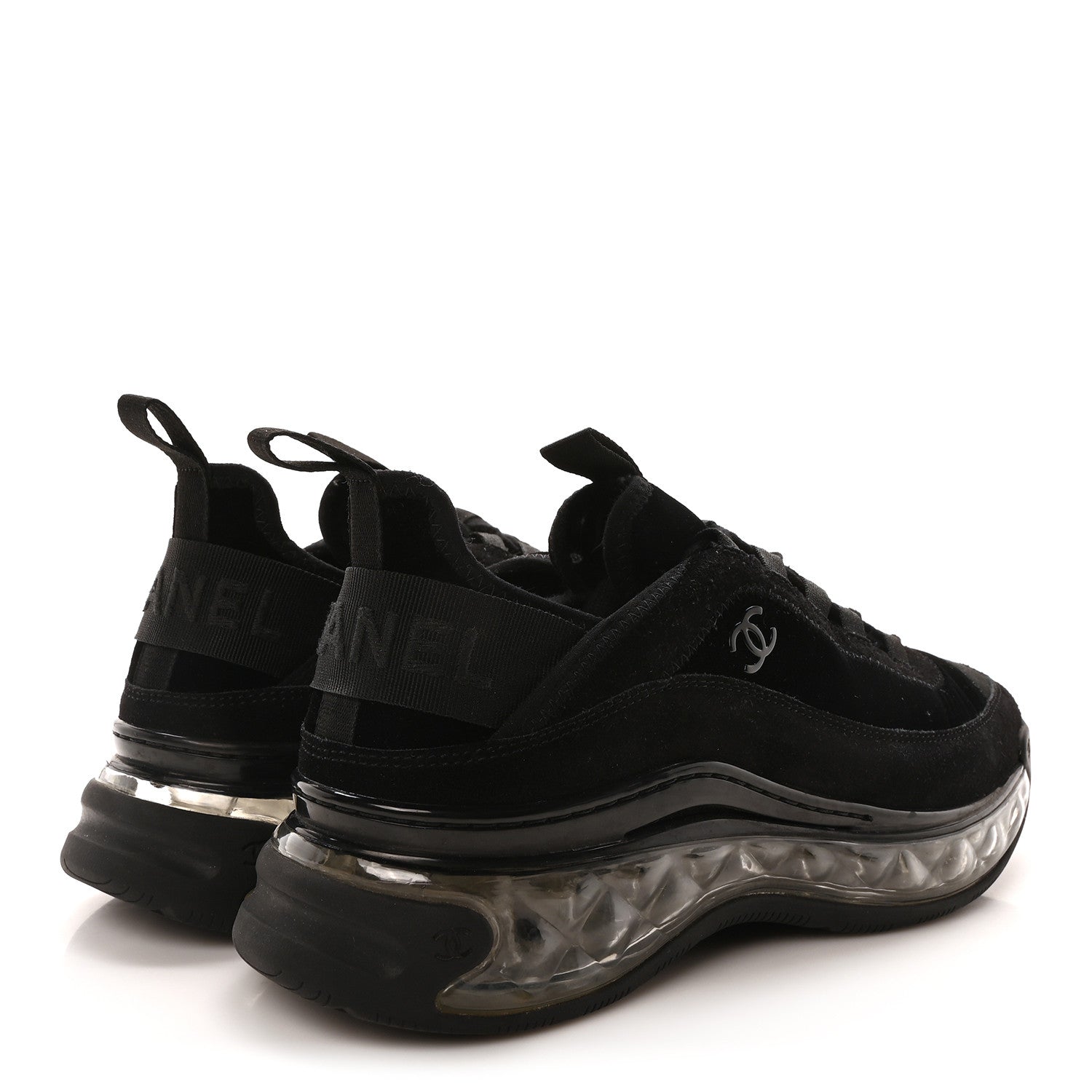 Chanel Suede Calfskin Velvet Grosgrain CC Sneakers 39 Black 5 of 9
