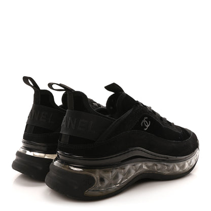 Chanel Suede Calfskin Velvet Grosgrain CC Sneakers 39 Black 5 of 9