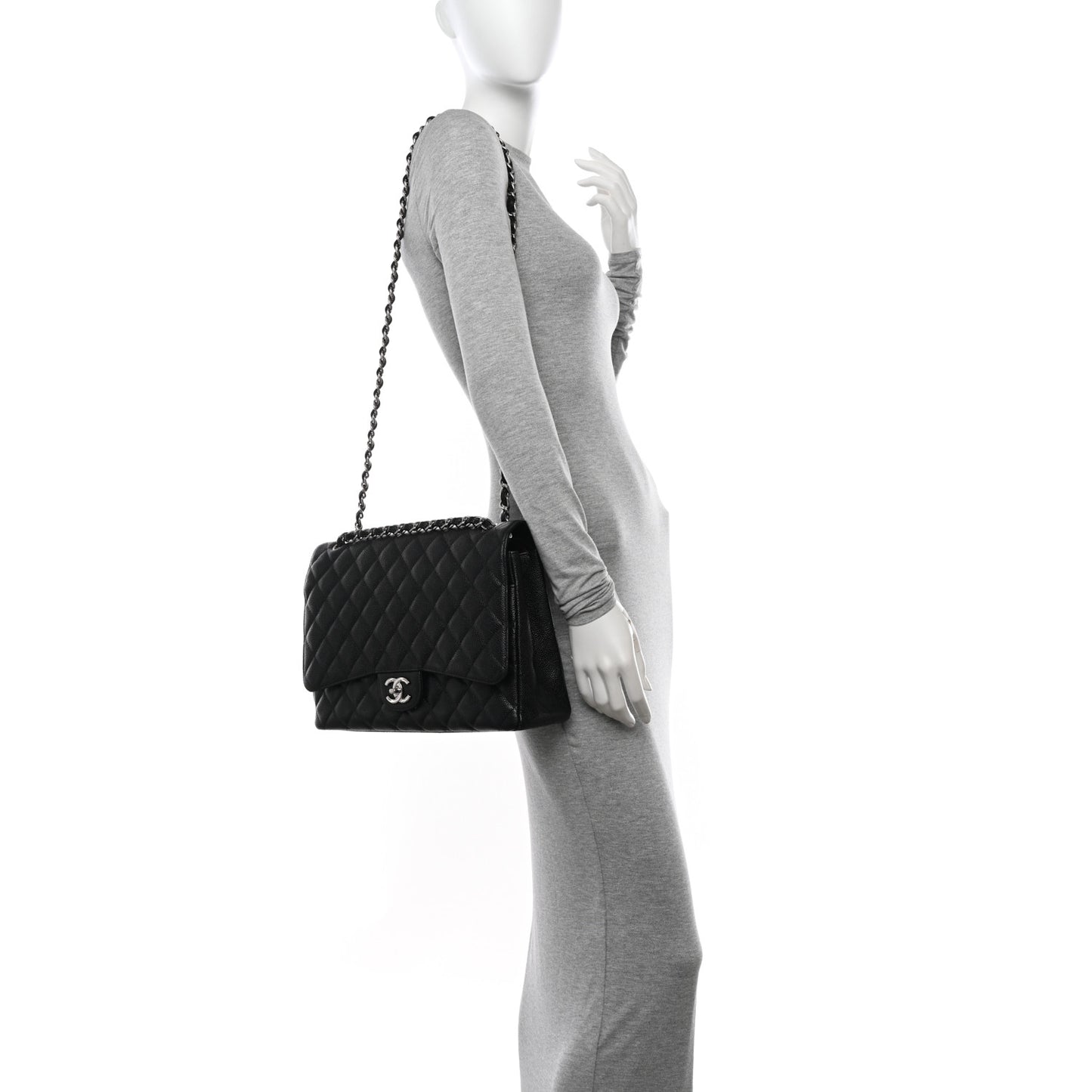 Caviar Quilted Maxi Double Flap Black