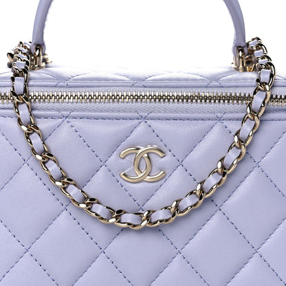 Chanel Lambskin Quilted Small Top Handle Vanity Case With Chain Light Purple 8 of 12