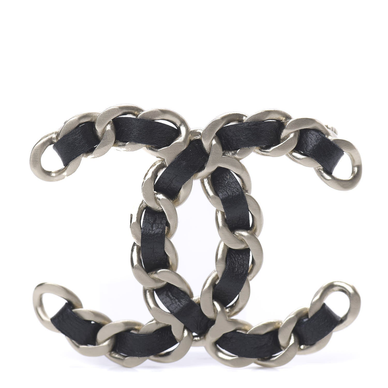 Chanel Lambskin Chain CC Brooch Black Gold 1 of 4