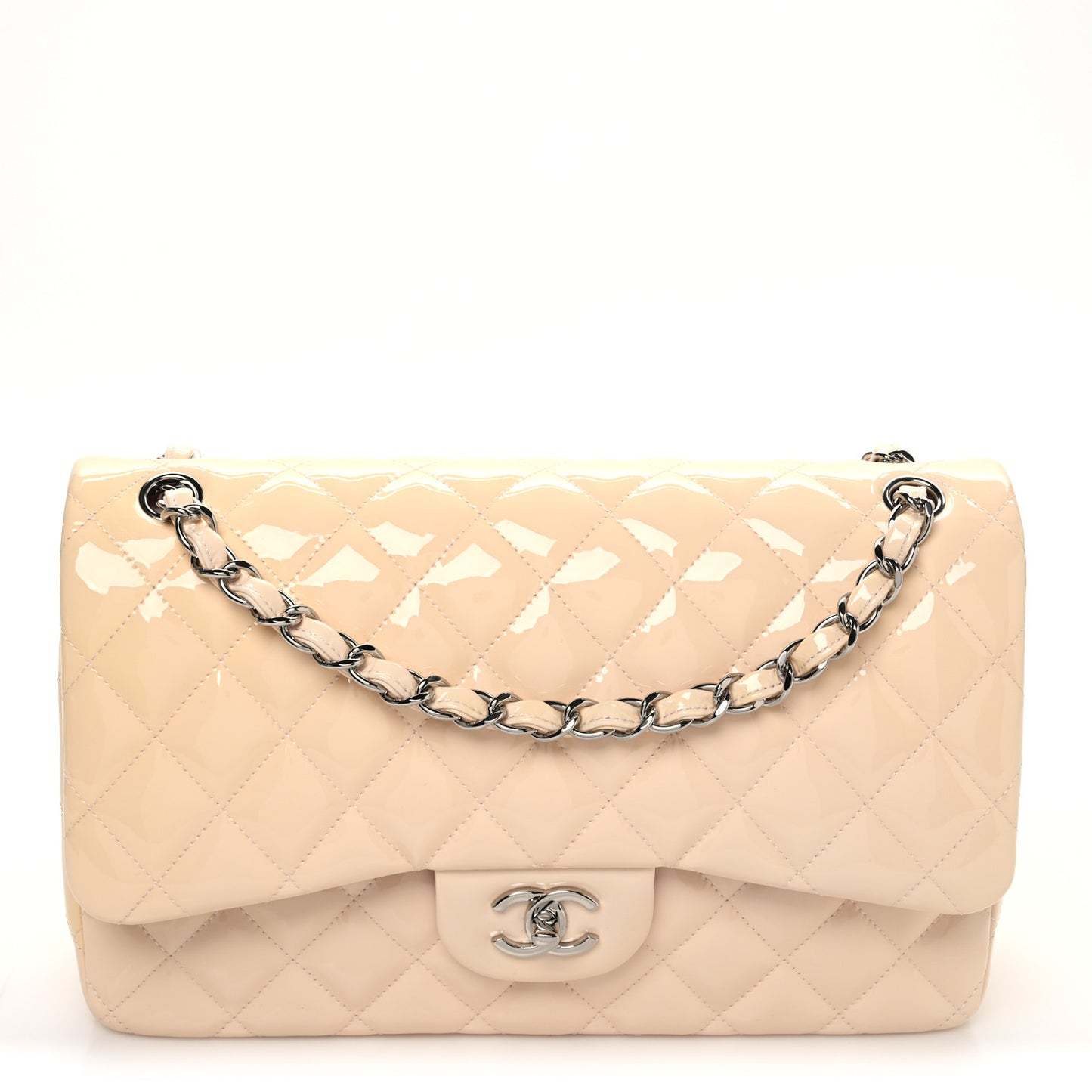 Patent Quilted Jumbo Double Flap Light Pink