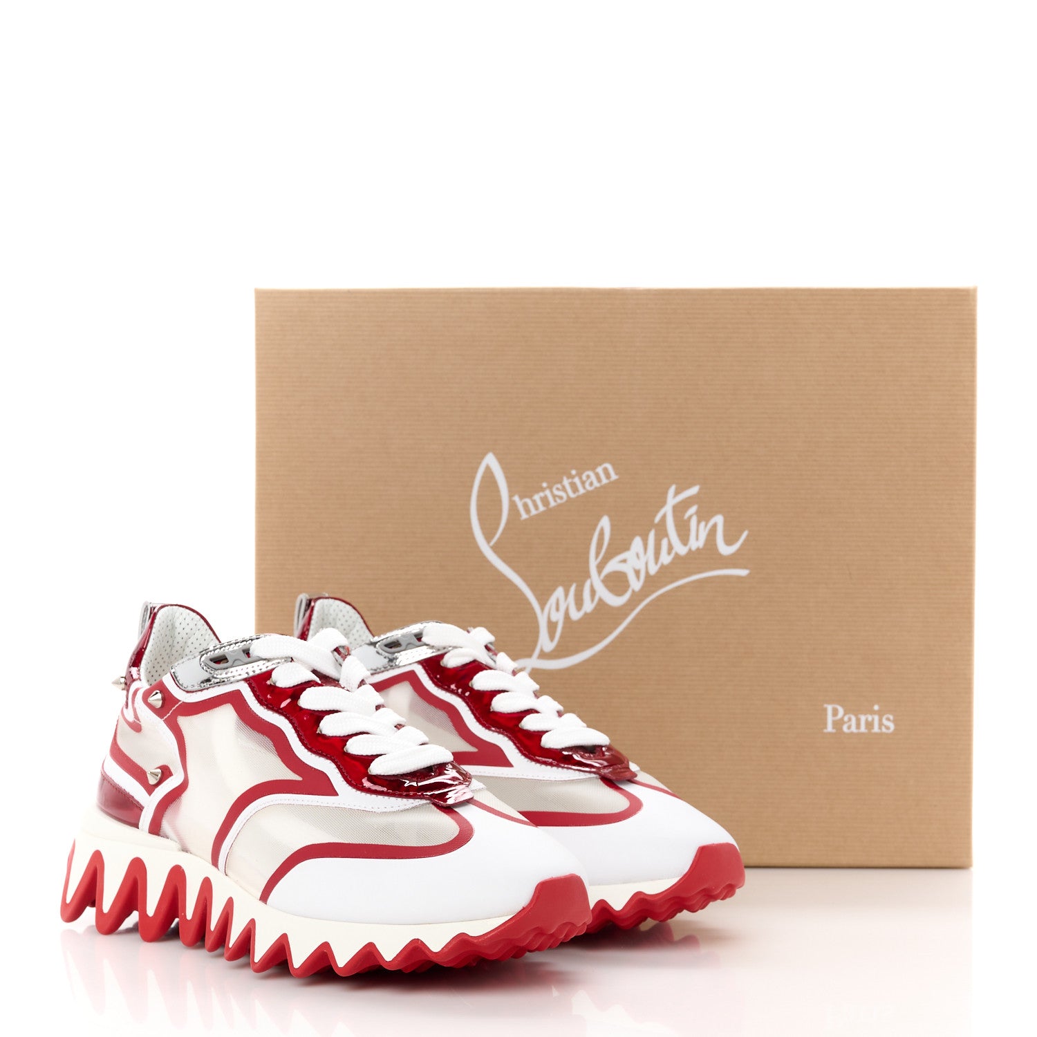 Christian Louboutin Transparent Mesh Patent Calfskin Sharkina Sneakers 36.5 White Loubi 10 of 10