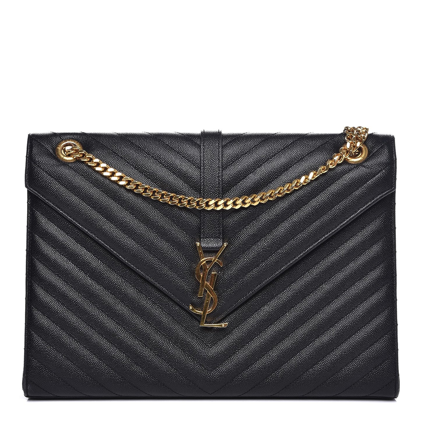 Grain De Poudre Matelasse Chevron Large Monogram Satchel Black