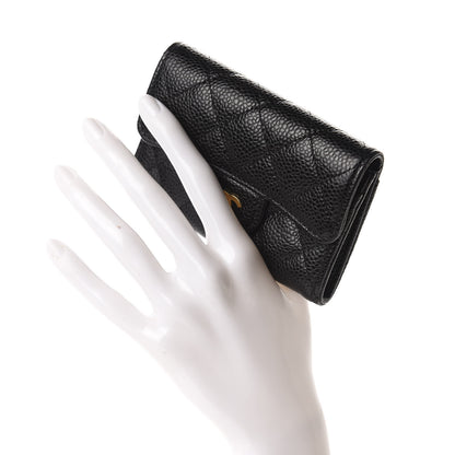 Chanel Caviar Quilted Flap Card Holder Wallet Black 2 of 9
