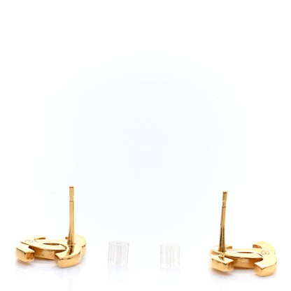 Chanel Metal CC Paris Button Stud Earrings Gold 3 of 5