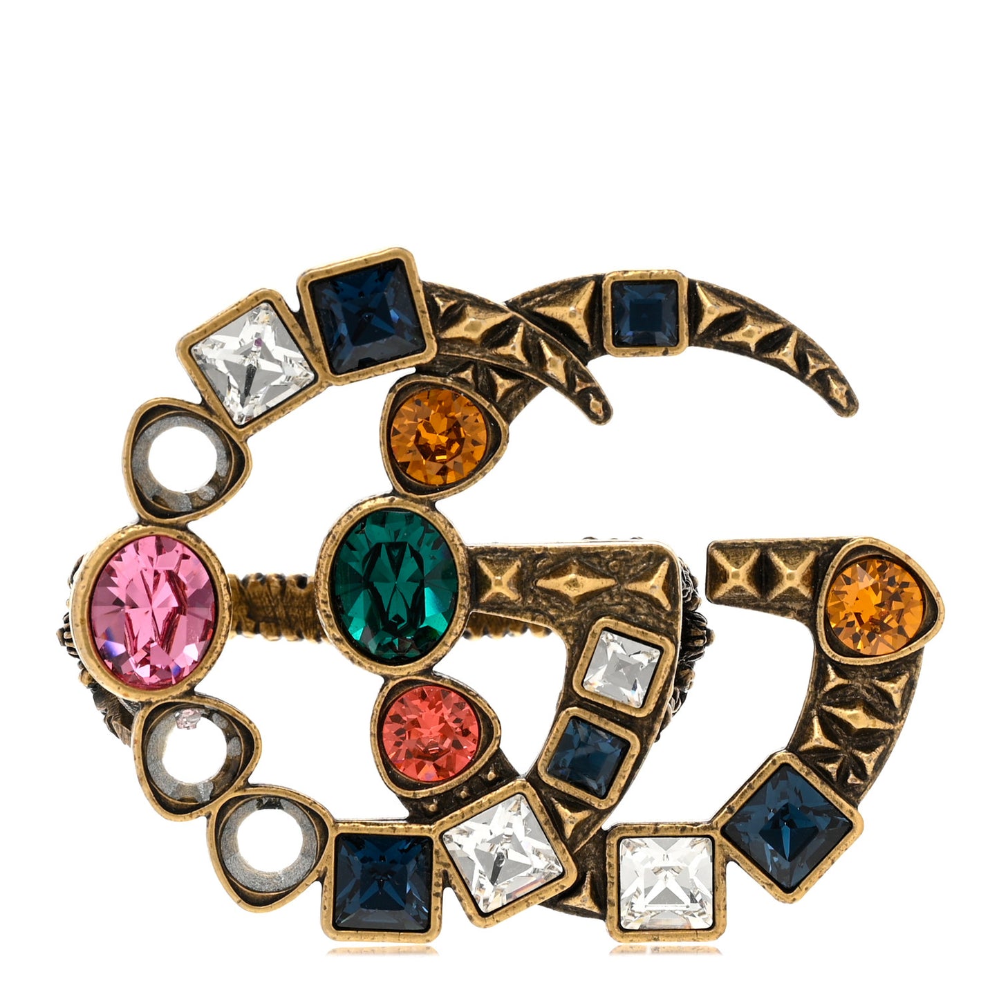 Crystal Double G Ring M Multicolor
