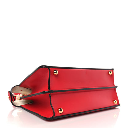 Fendi Vitello Seta Nappa Chinese Valentines Day Karligraphy Small Peekaboo I SEE U Satchel Rosso Cardinale Panna 4 of 9