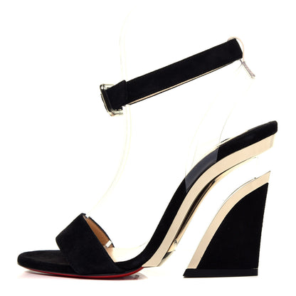Christian Louboutin Veau Velours PVC Levitallo 100 Sandals 36 Black 1 of 8