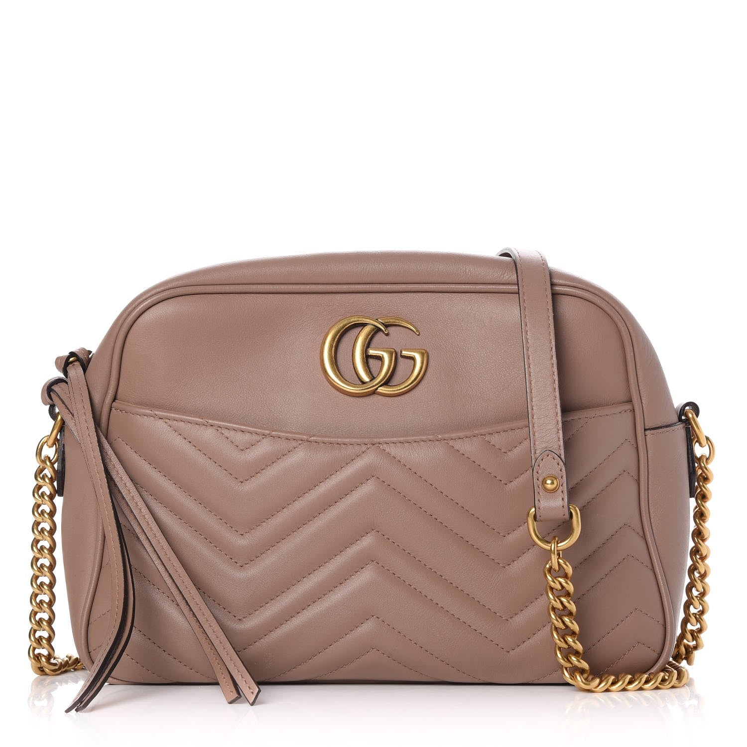 Gucci Calfskin Matelasse Medium GG Marmont Chain Shoulder Bag Porcelain Rose 1 of 7