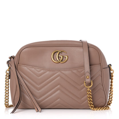 Gucci Calfskin Matelasse Medium GG Marmont Chain Shoulder Bag Porcelain Rose 1 of 7