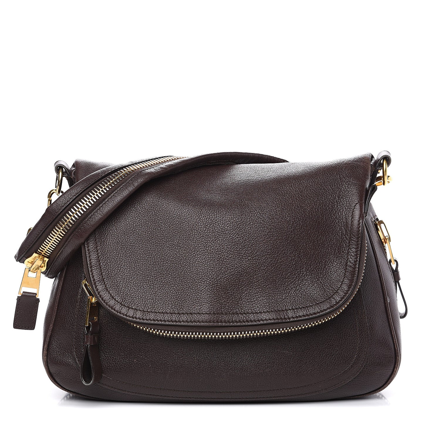 Pebbled Calfskin Large Jennifer Dark Brown
