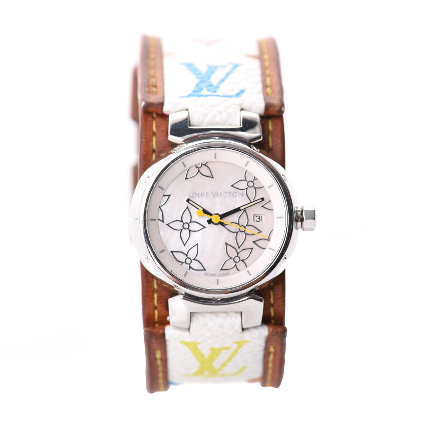 Stainless Steel Monogram Multicolor Mother of Pearl 28mm Tambour Murakami Quartz Watch