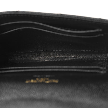 Saint Laurent Grain De Poudre Matelasse Chevron Small Monogram Envelope Wallet Black 5 of 7