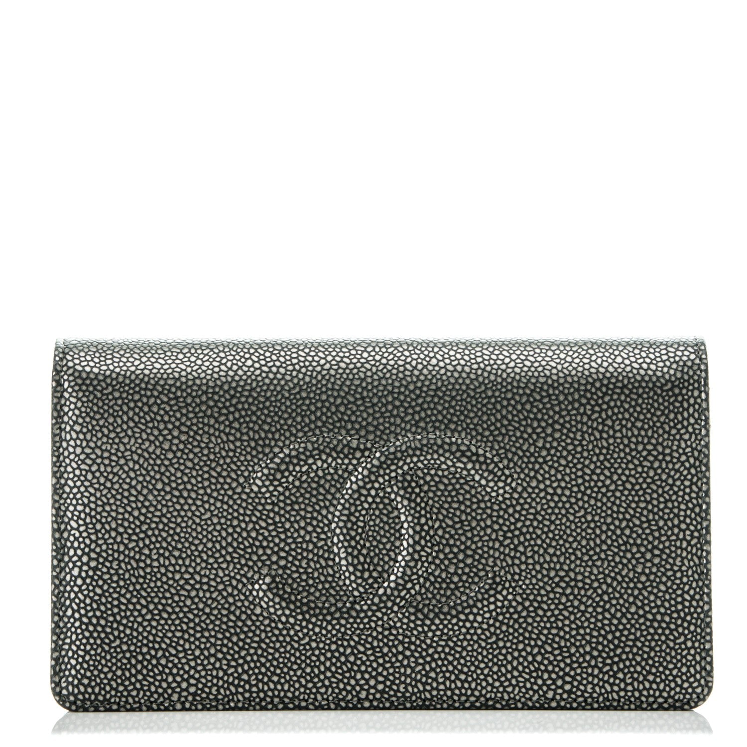 Chanel Metallic Caviar Timeless CC Yen Wallet Dark Silver 1 of 8