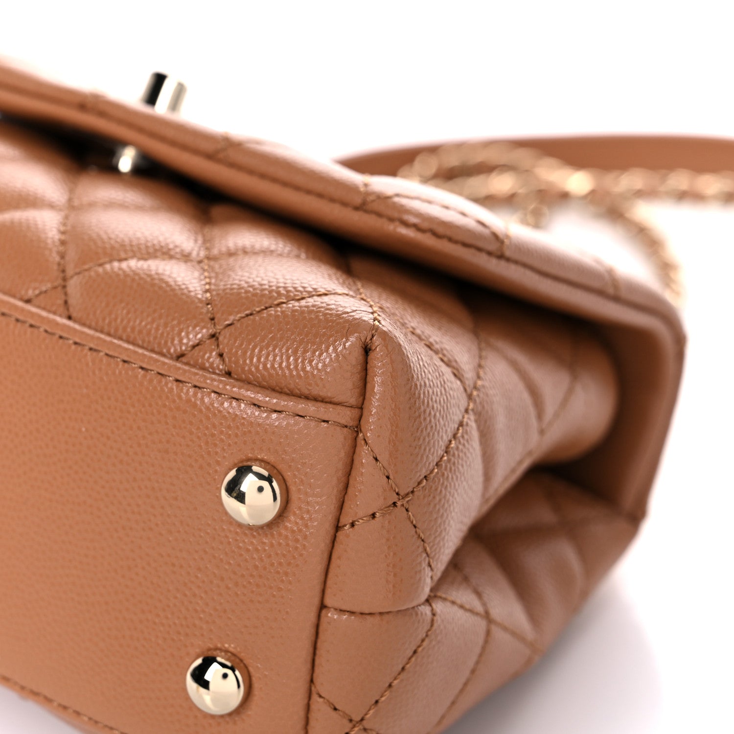 Chanel Caviar Quilted Lizard Embossed Extra Mini Coco Handle Flap Brown 5 of 10