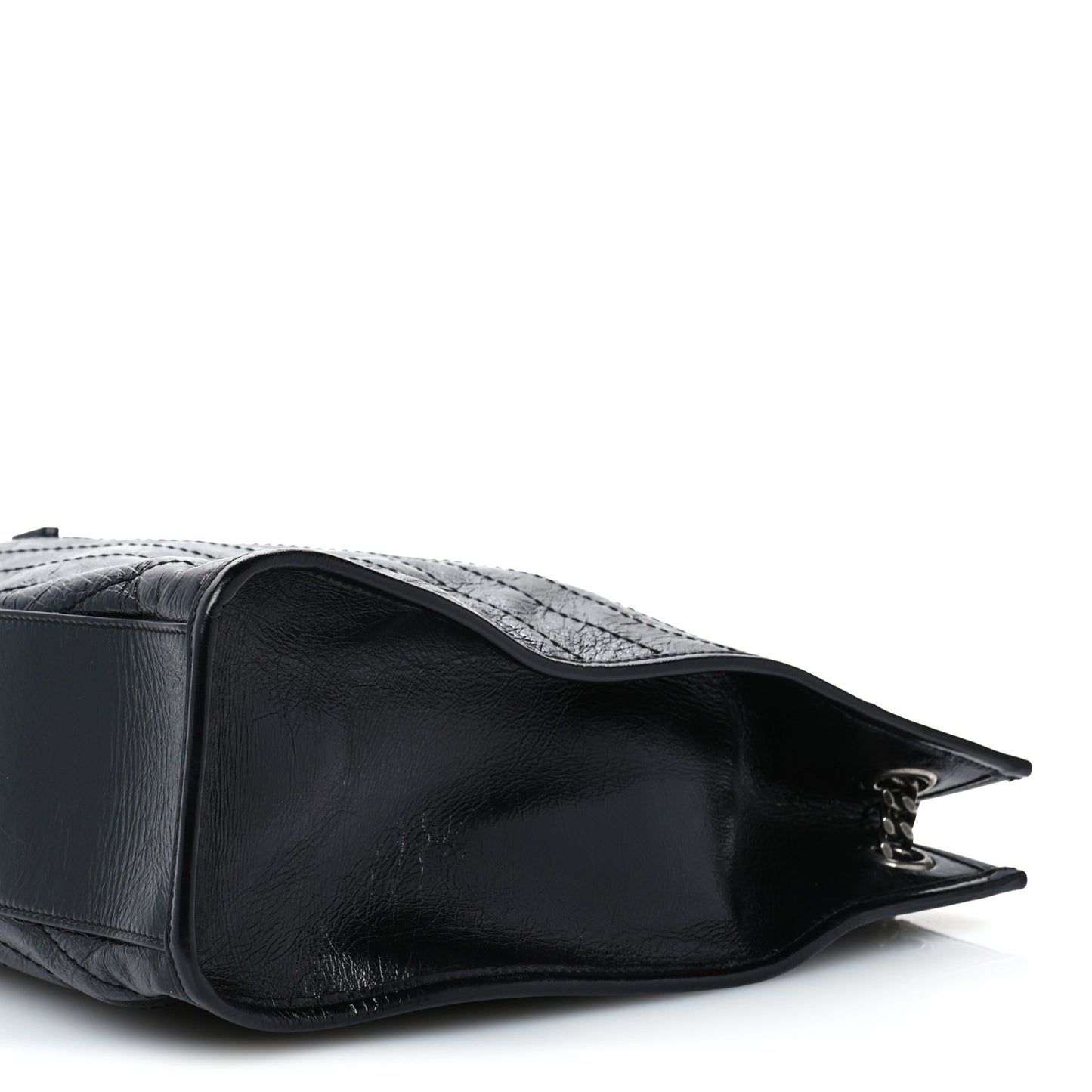 Crinkled Calfskin Matelasse Monogram Large Niki Shopper Tote Black
