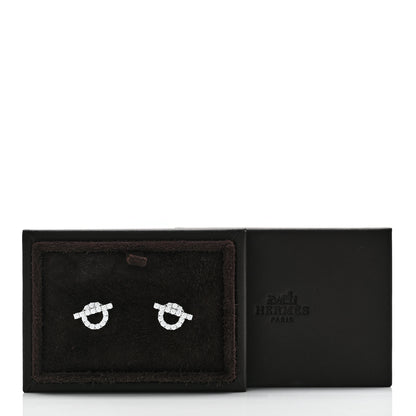 Hermes 18K White Gold Diamond Finesse Earrings 5 of 5