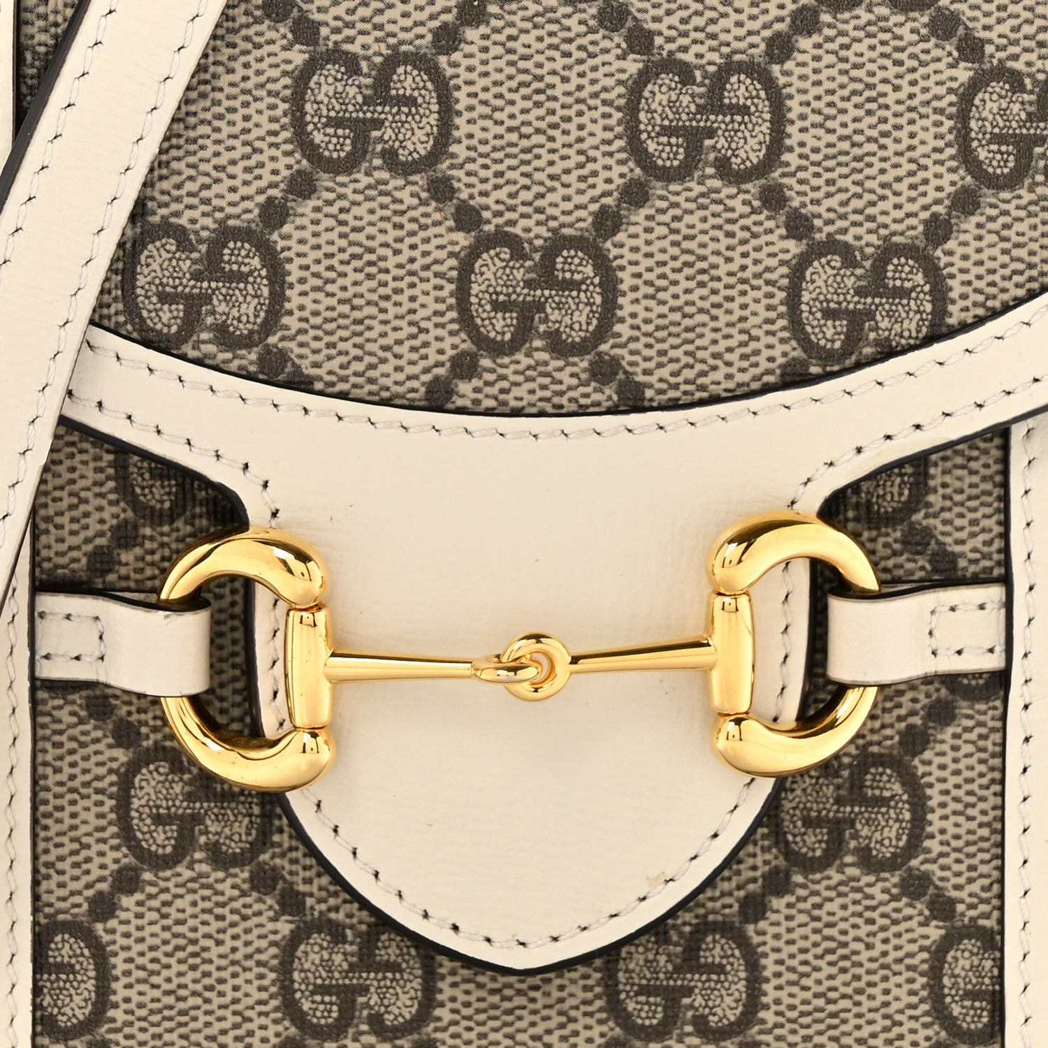 Gucci GG Supreme Monogram Azalea Calfskin Mini Horsebit 1955 Crossbody Bag Beige Ebony Mystic White 8 of 13