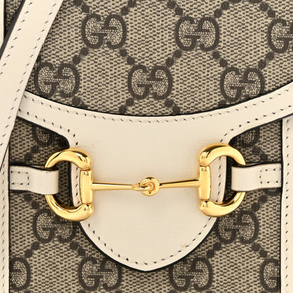 Gucci GG Supreme Monogram Azalea Calfskin Mini Horsebit 1955 Crossbody Bag Beige Ebony Mystic White 8 of 13