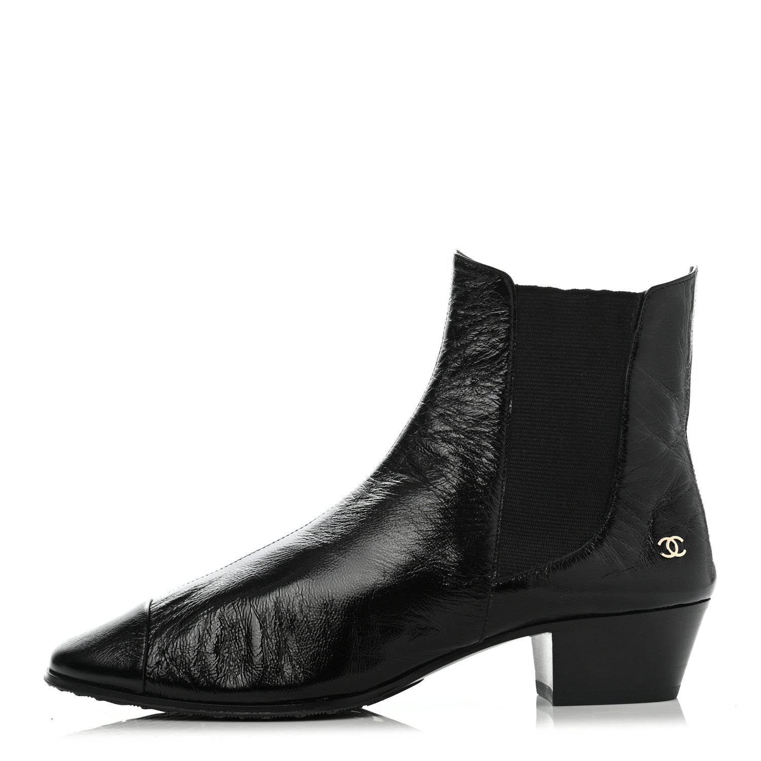 Chanel Patent Lambskin Elastic Short Boots 36.5 Black 1 of 7