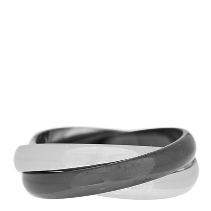Cartier 18K White Gold Black Ceramic Trinity Ring 59 8.75 3 of 5