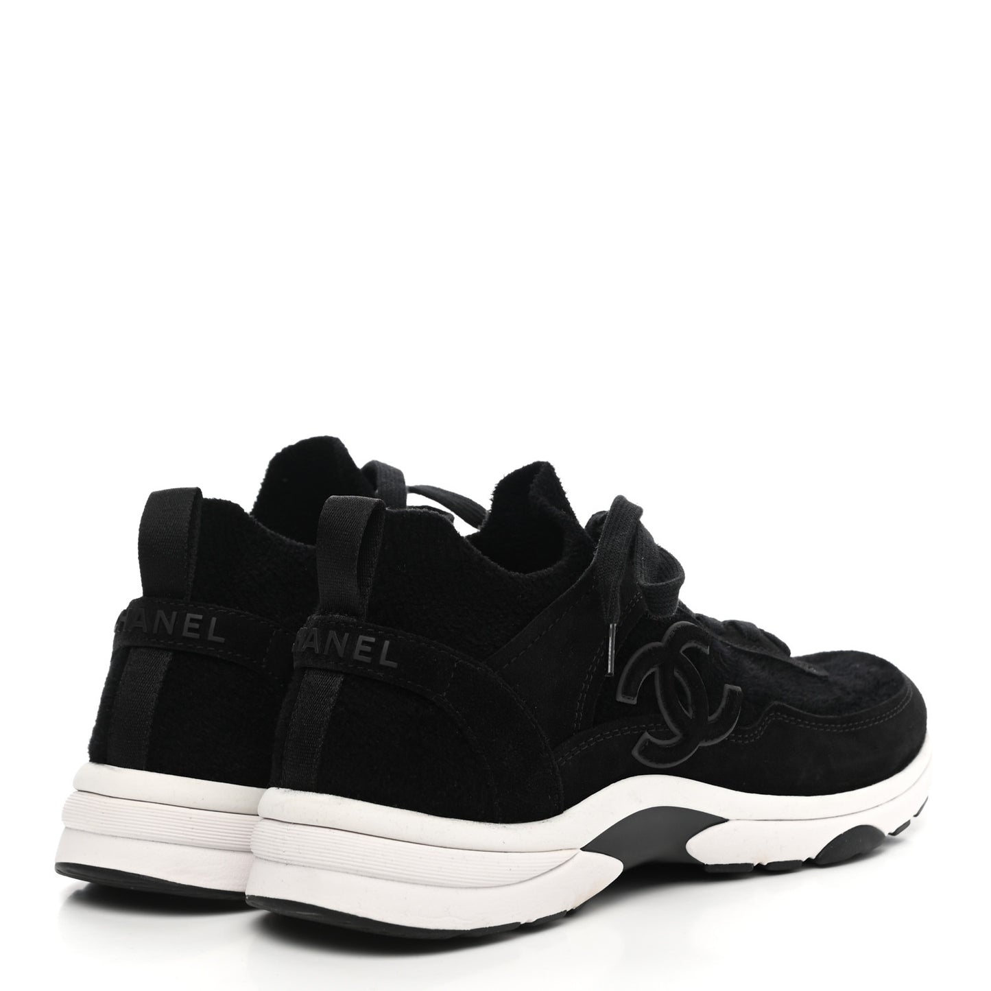 Fabric Suede Calfskin Stretch CC Sneakers 40 Black