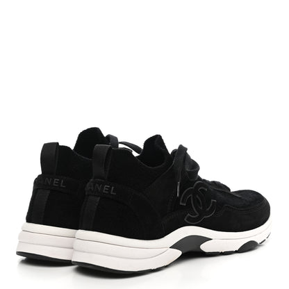 Chanel Fabric Suede Calfskin Stretch CC Sneakers 40 Black 4 of 7