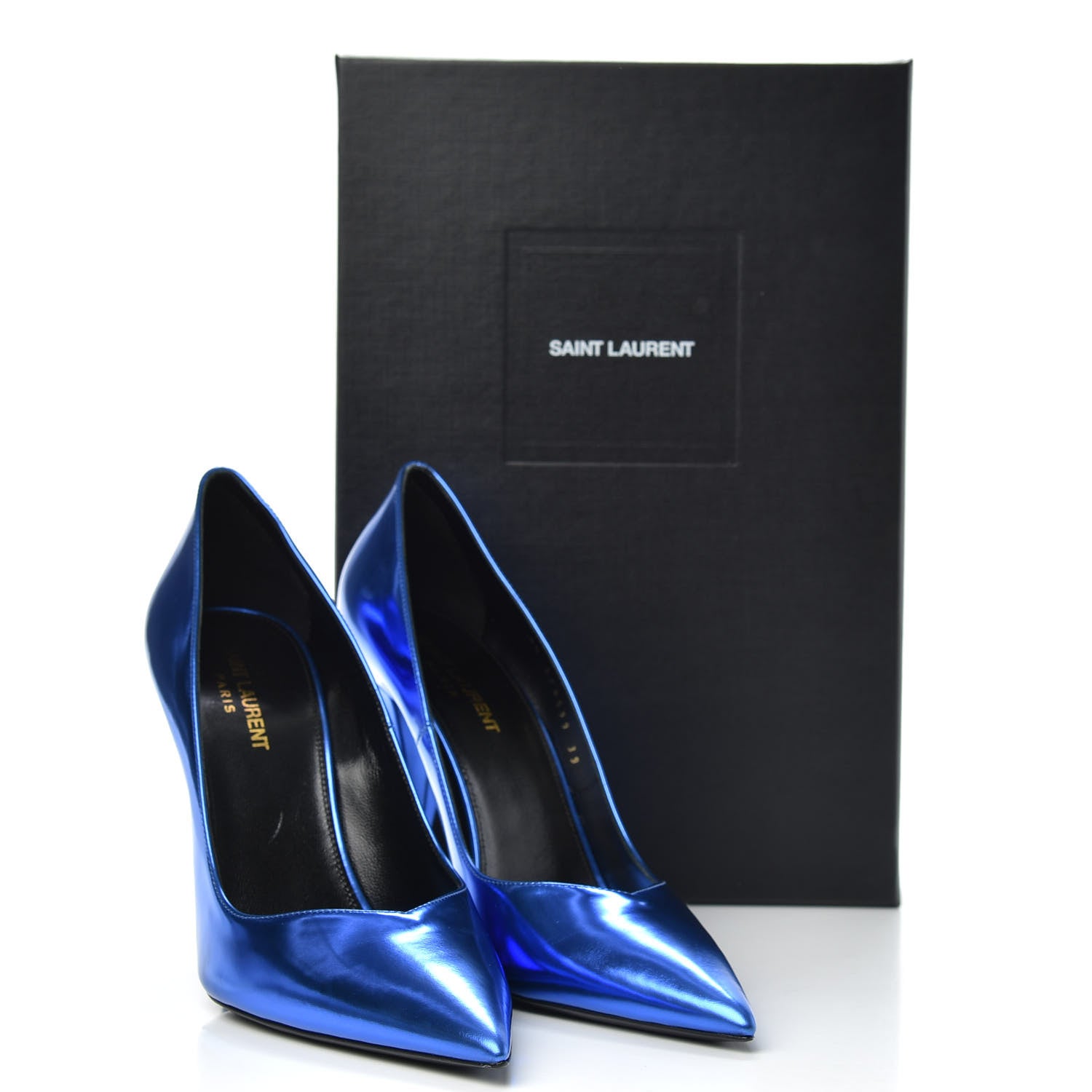 Saint Laurent Calfskin Kiki 100 Pumps 39 Bleu Roy 10 of 10