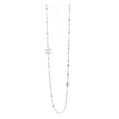 Chanel Pearl Beaded CC Long Necklace Pink Gold 3 of 5
