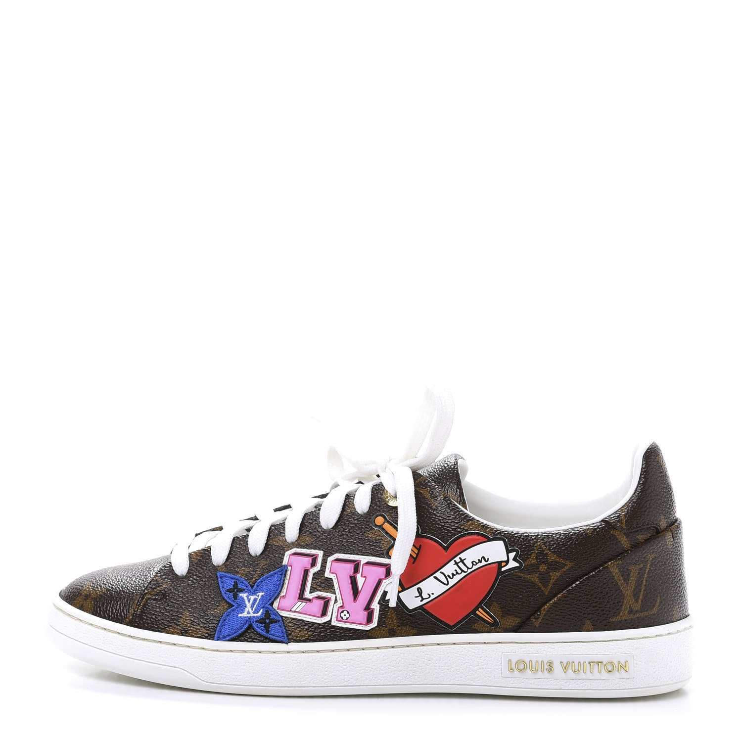 Louis Vuitton Calfskin Monogram LV Black Heart Sneakers 38 Cacao 1 of 8